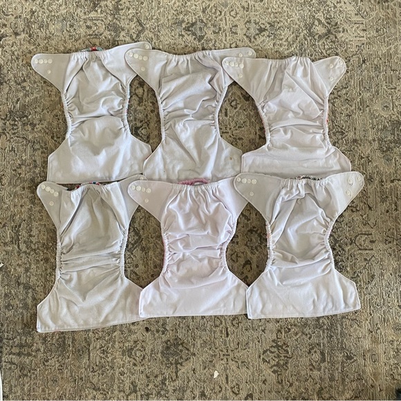 Set Of Six Pocket Cloth Diapers With Inserts - Picture 2 of 9